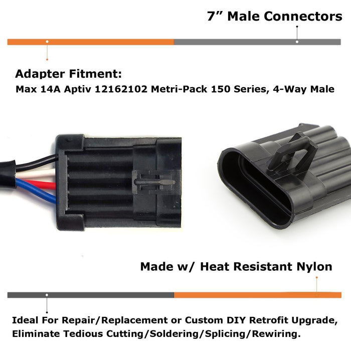 Pair 12162102 Metri-Pack 150 Series 4-Way Male Connector Pigtail Harness 14A Max