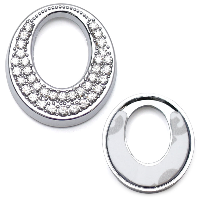 4x Oval Crystal Bling Alloy Door Lock Pin Decorative Rings For Mercedes CLA GLA