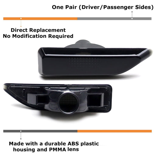 Smoked Lens Front Fender Side Marker Lamps For 17-24 MINI Cooper F60 Countryman