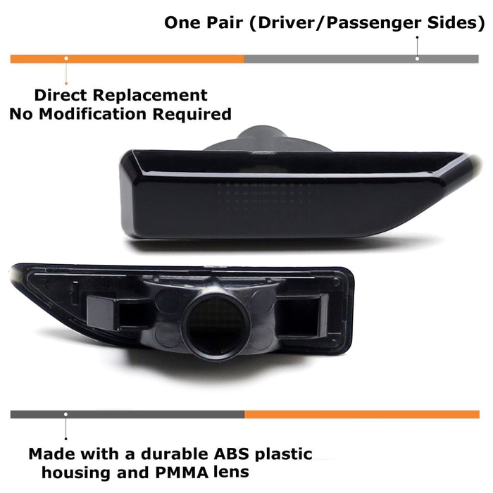 Smoked Lens Front Fender Side Marker Lamps For 17-24 MINI Cooper F60 Countryman