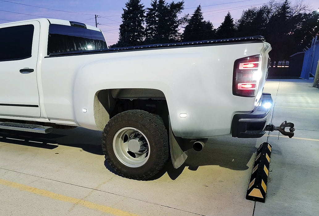 Smoke Lens All White LED Rear Fender Marker Lights For 15+ Chevy GMC 2500/3500HD