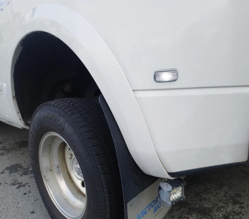 Clear Lens Front/Rear Fender Side Marker Lamps w/ White LED For 2010-18 RAM DRW