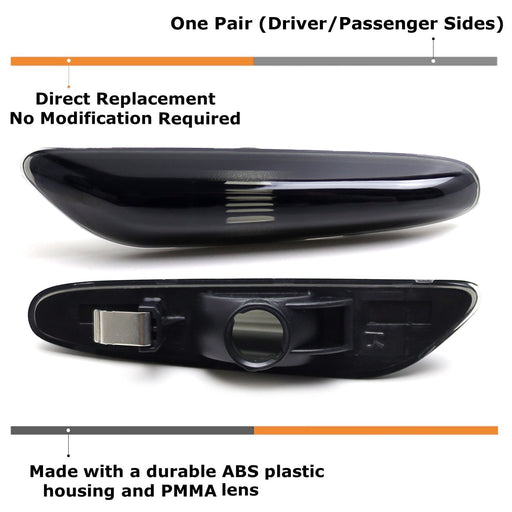 Euro Smoked Lens Front Fender Side Marker Housings For BMW 1 3 5 Series X3, etc