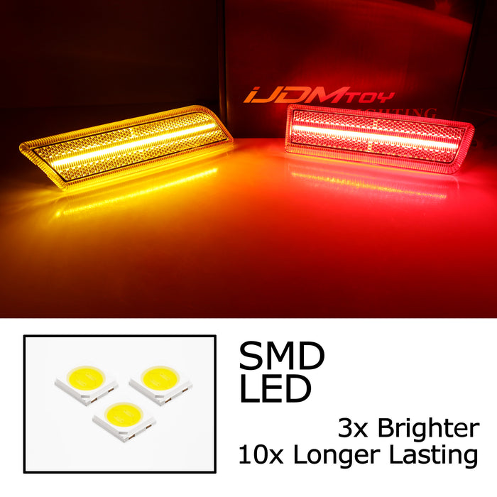 Clear Lens Amber/Red LED Bumper Side Markers For Ford 2010-13 Transit Connect