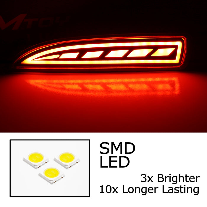 Smoked Lens Full LED Rear Bumper Reflectors For Mazda 3 5 6 as Tail/Brake/Signal