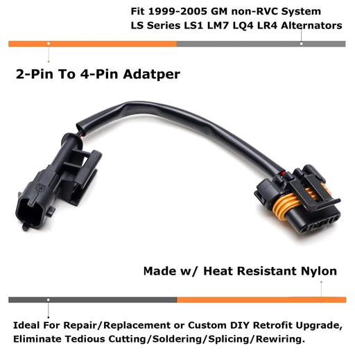 2-Pin To 4-Pin Conversion Adpater For 99-05 GM non-RV LS1 LM7 LQ4 LR4 Alternator