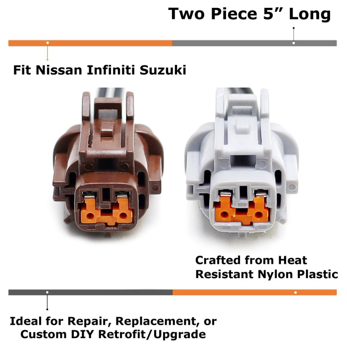 Set of 2 LHD RHD Female ABS Wheel Speed Sensor Connectors For Nissan Infiniti