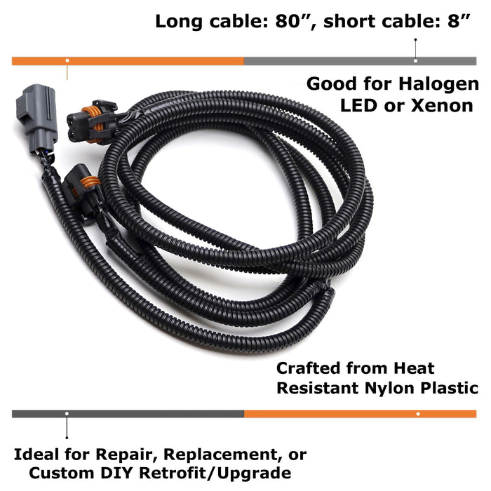 Y-Shape Fog Light Power Cord Jumper Wiring Harness For Dodge 2010-2020 Gen4 RAM