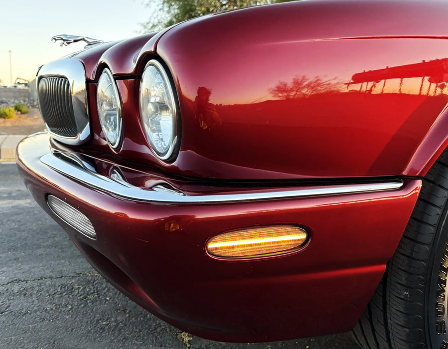 4pc Set Clear Lens Amber/Red Full LED Side Marker Lights For Jaguar 1997-03 XJ8