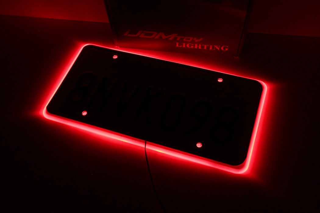 JDM Style Red LED Illuminated Background Light Frame Kit For US  License Plate
