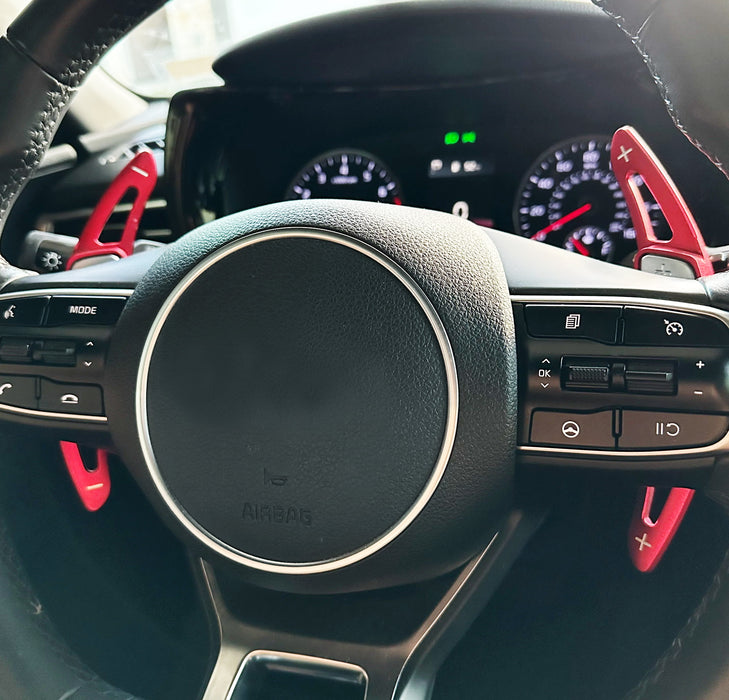 KDM GT Style Red Aluminum Larger Paddle Shifter Extensions For KIA 2021-up K5 K9