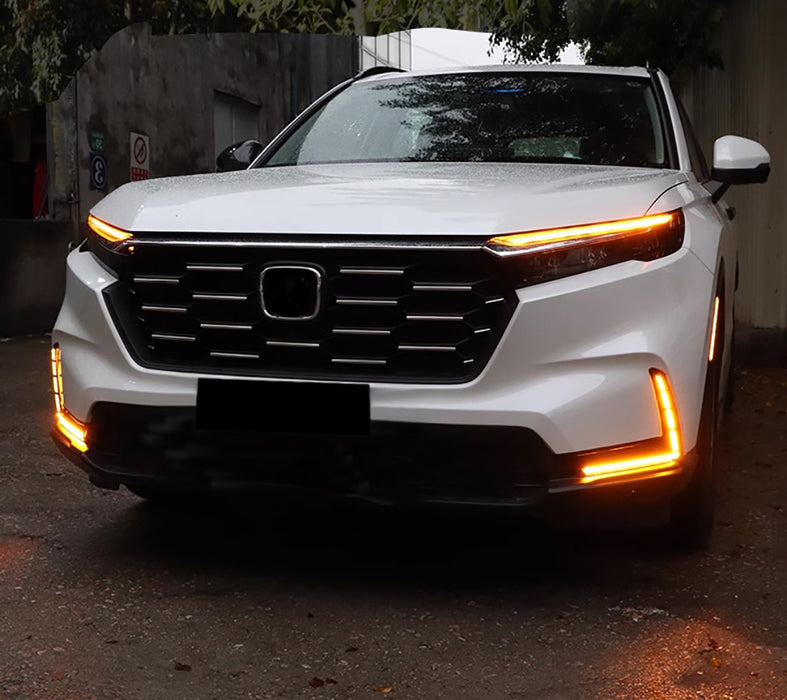 L-Shape White/Amber Switchback LED Daytime Running Light Kit For Honda Gen6 CR-V