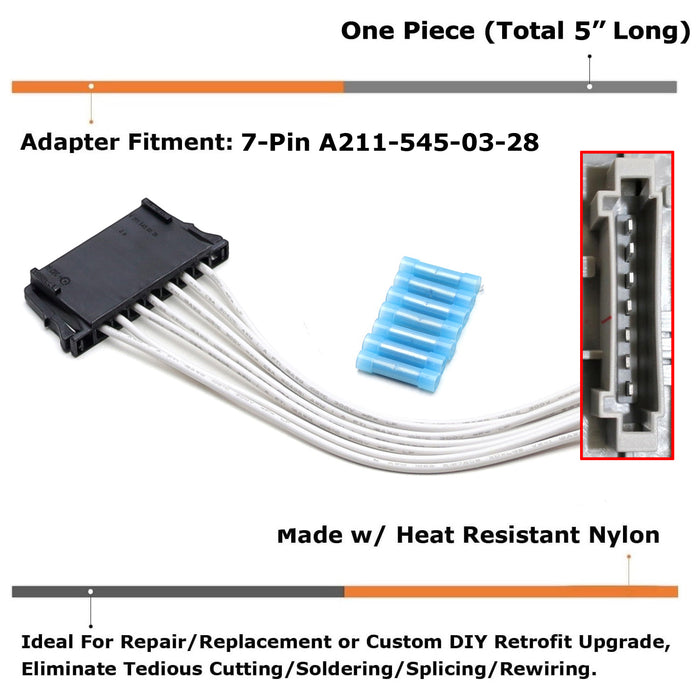 7-Pin Female Connector w/12" Wire For Mercedes W203 W204 W211 Tail Light Repair