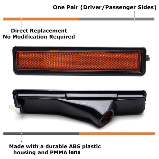 OE-Spec Amber Lens Bumper Side Marker Lamp Housings For BMW E30 3 E34 5 Series