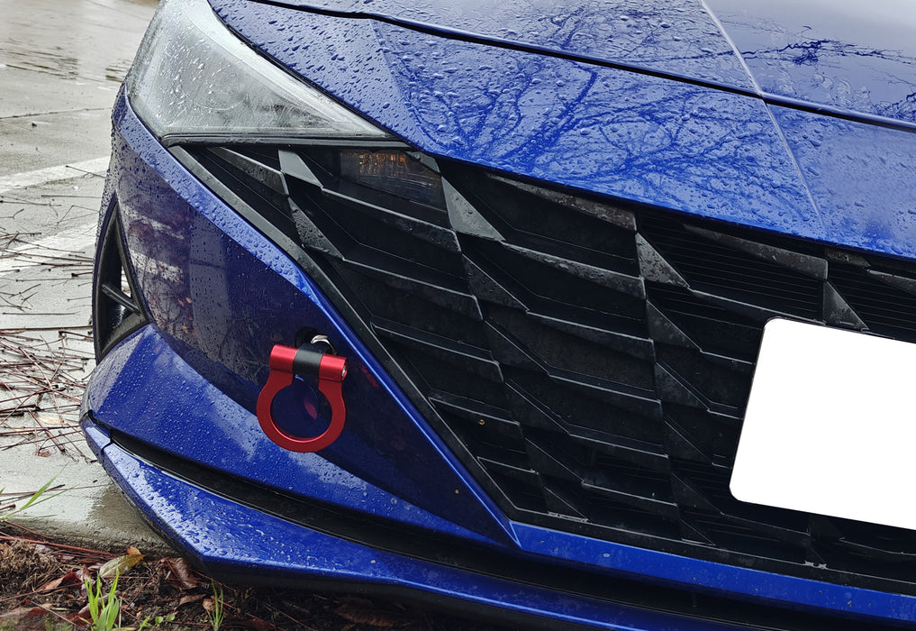 KDM Red Track Racing Style Front Tow Hook Ring Kit For Hyundai 2021-up Elantra