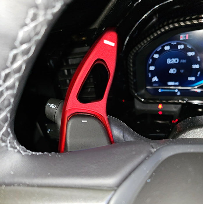 Sports Red Large Paddle Shifter Extensions For 22-25 Chevy Silverado GMC Sierra