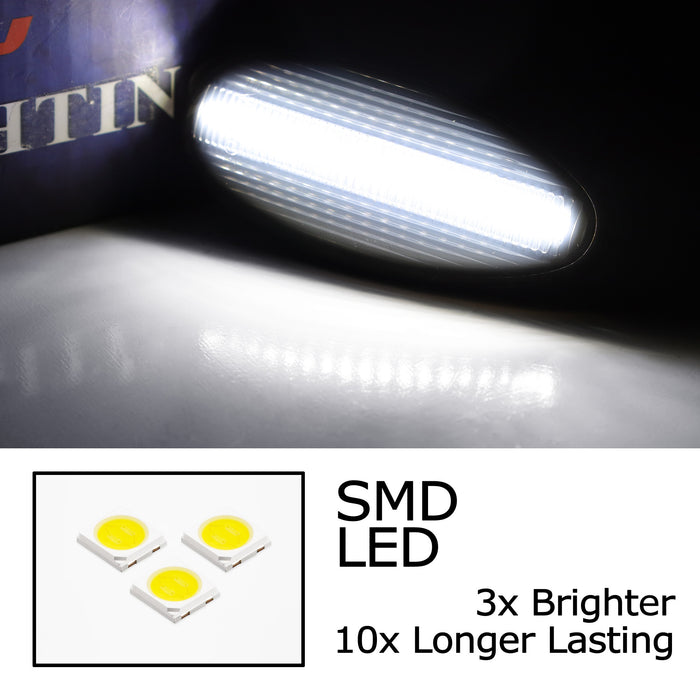 Smoked Lens White LED Rear Bed Side Marker Lamps For 08-14 Chevy GMC 2500 3500HD