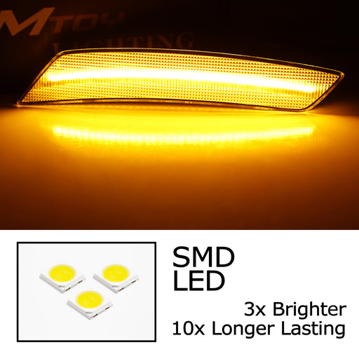 Clear Lens Amber Full LED Front Bumper Side Markers For Chevu 2022-2024 Equinox