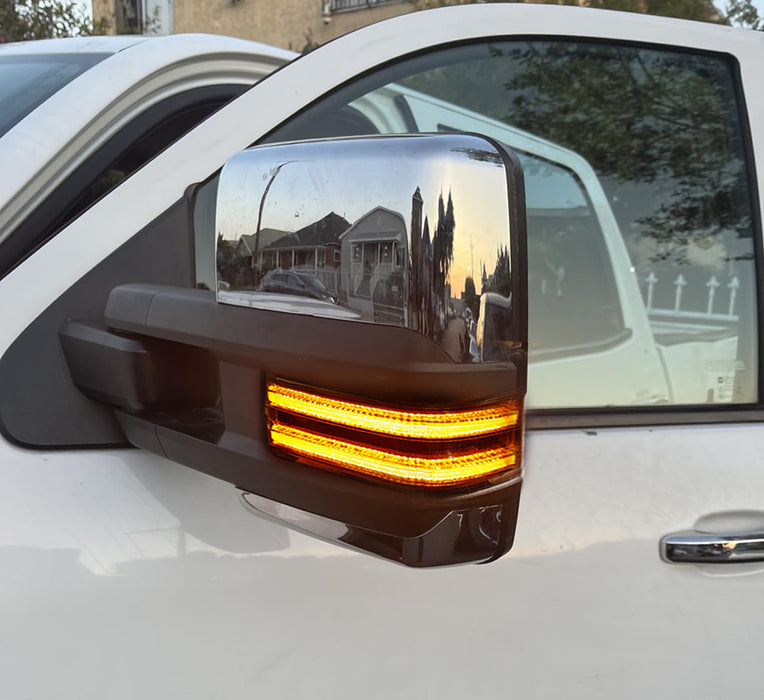 Smoke Amber Sequential Blink LED Side Mirror Lamps For 15-19 Chevy GMC 2500 3500