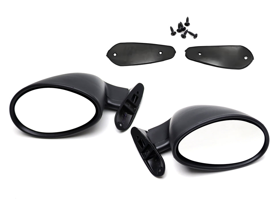 Matte Black California Claasic Retro Style Universal Oval Rear View Side Mirrors