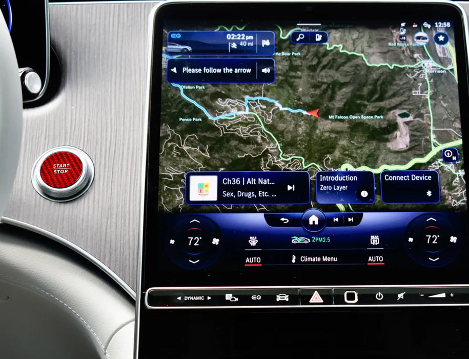 Red Real Carbon Fiber Engine Start Stop Button Cover For Mercedes EQE EQB EQS EV