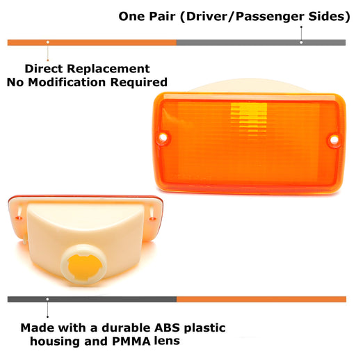 Amber/Yellow Front Bumper Turn Signal Light Housing Lens For 1997-06 Wrangler TJ