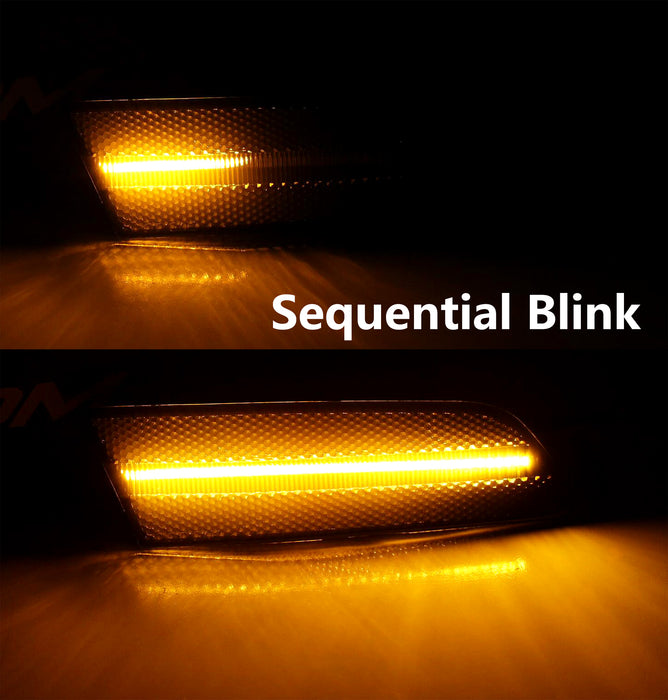 Smoked Lens Amber Sequential Blink LED Side Marker Lights For 2009-2013 Mazda6