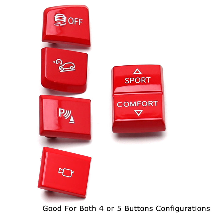 5pc M-Sport Red Center Console Button Cap Replacement Set For BMW F15 X5 F16 X6