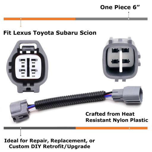 4-Way O2 Oxygen Sensor Connector w/ 6" Extension Wire For Toyota Lexus Subaru