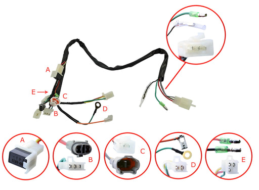 Electric Engine Wire Loom Harness Replacement For Yamaha 1983-2006 PW50 Y-Zinger