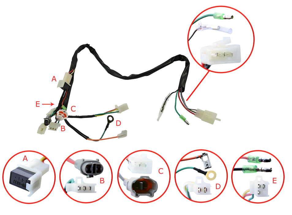 Electric Engine Wire Loom Harness Replacement For Yamaha 1983-2006 PW50 Y-Zinger