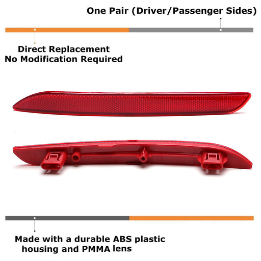 OE-Spec LH & RH Red Lens Rear Bumper Reflectors For Honda 2023-up Gen11 Accord