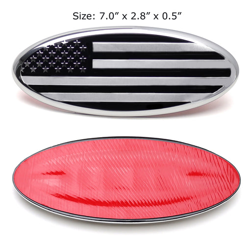 7" Black/Chrome US Flag Grille Emblem Badge For Ford F150 F250 Escape Explorer..