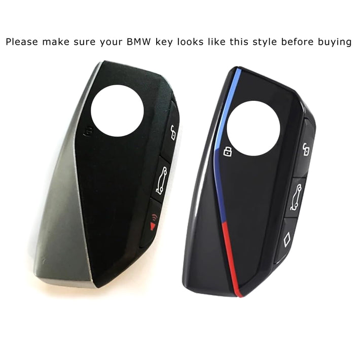 Black Carbon Pattern Plastic Key Fob Case Shell For New BMW Side Press Smart Key