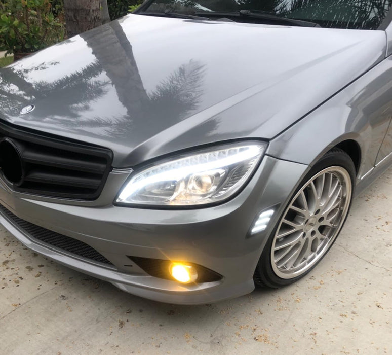 Euro Clear Lens White LED Side Marker Lights For 08-11 Mercedes W204 C300 C350