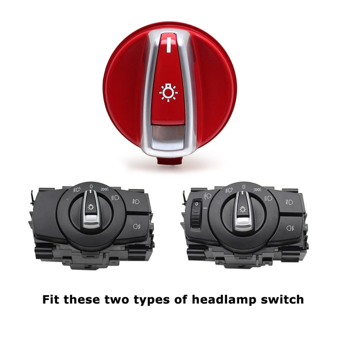 M-Sport Red Headlight Turn Knob Switch Cap Replacement For BMW E90 E92 3 Series