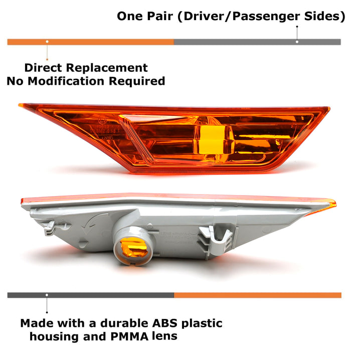 JDM 3D Raised Design Amber Front Side Marker Light Housings For GenX Honda Civic