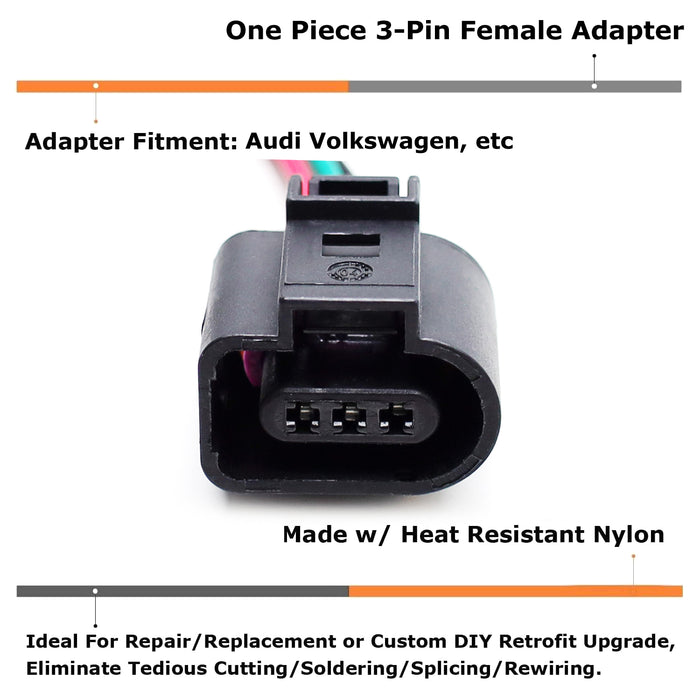 5" 3-Pin Sensor or Light Product Female Connector Pigtail For Audi Volkswagen VW