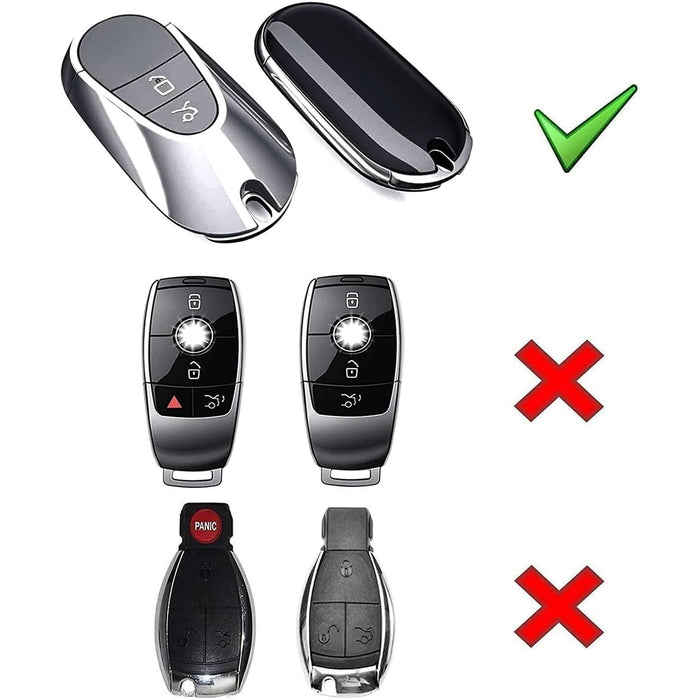 Black/Red Carbon Fiber Pattern Plastic Key Fob Case Shell For Mercedes Oval Key