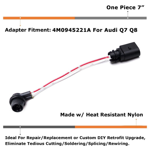 W16W Bulb Holder & Plug w/ 7" Wire For Audi 17-up Q7 Lower Bumper Taillight Bar
