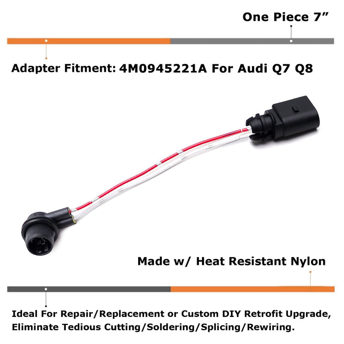 W16W Bulb Holder & Plug w/ 7" Wire For Audi 17-up Q7 Lower Bumper Taillight Bar