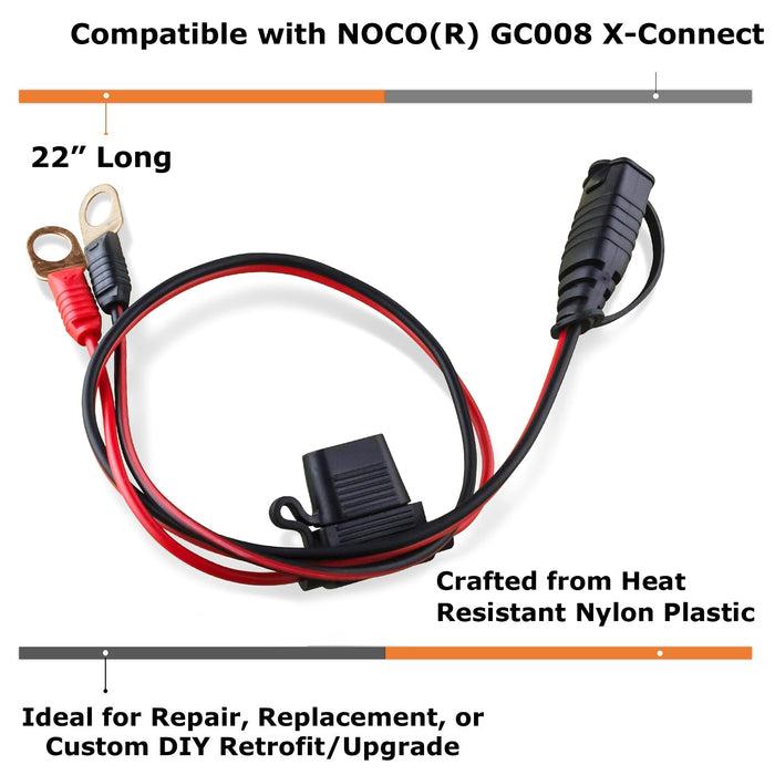 Fit NOCO GC008 X-Connect Battery Charger w/ M10 Eyelet Terminal Jumper Wire Kit