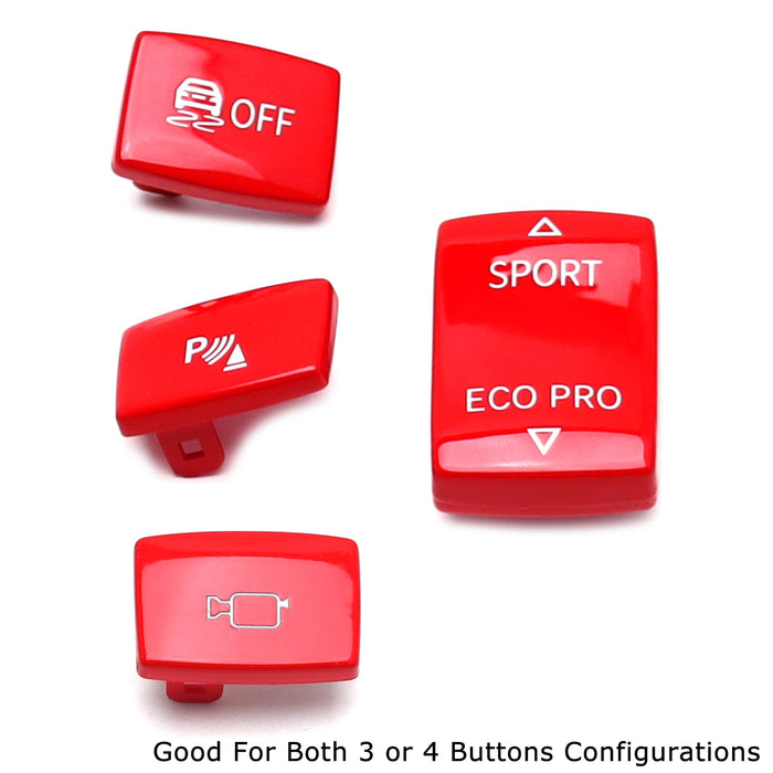 4pc M-Sport Red Center Console Button Cap Replacement Set For BMW 1 2 3 4 Series