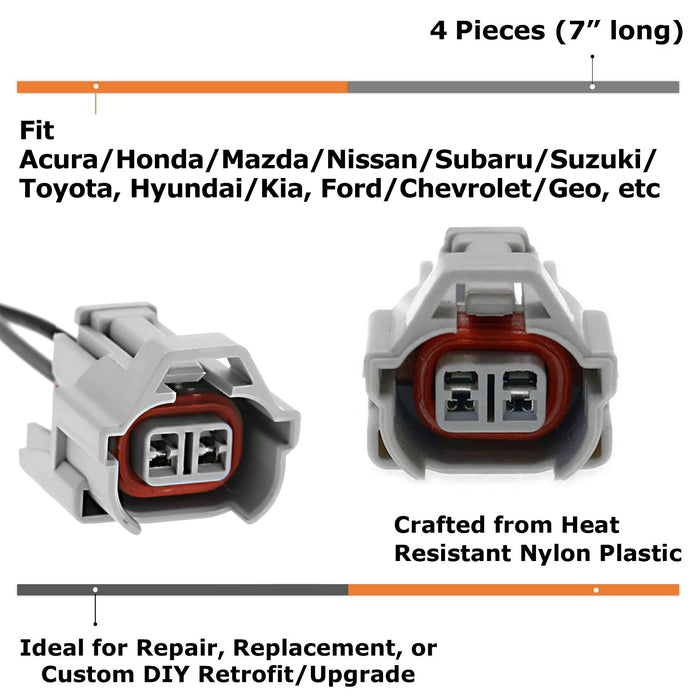 4pc Nippon Denso Female Fuel Injector Adapters For Honda Mazda Subaru Toyota etc