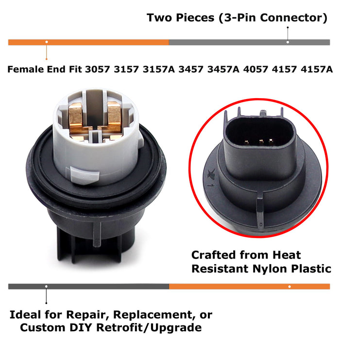 (2) 3157 Bulb Plug Sockets For Dodge Chrysler Headlamp/Taillamp Turn Signal Bulb