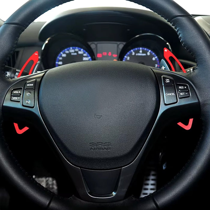 Red Aluminum Larger Paddle Shifter Extensions For Hyundai 2009-12 Genesis Coupe