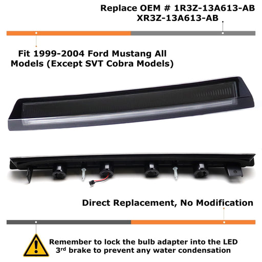 Clear/Black Lens Super Bright OLED Third 3rd Brake Light For 99-04 Ford Mustang