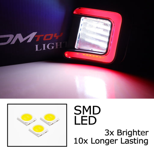 White Full LED License Plate Lights w/ Red Accent C-Ring Trim For 2003-2018 RAM