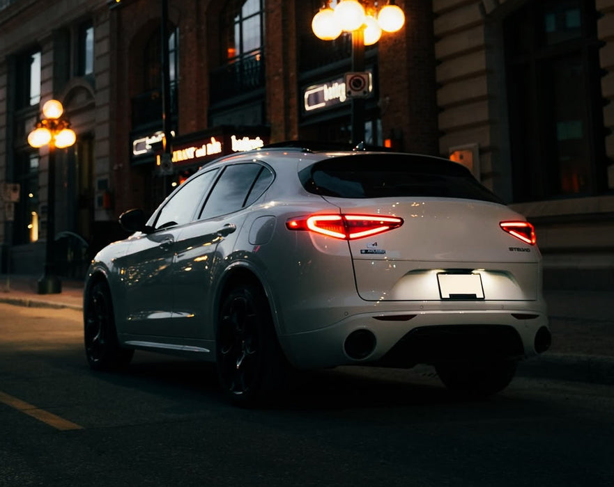 White 18-SMD Full LED License Plate Lights For Alfa Romeo 16-22 Giulia & Stelvio