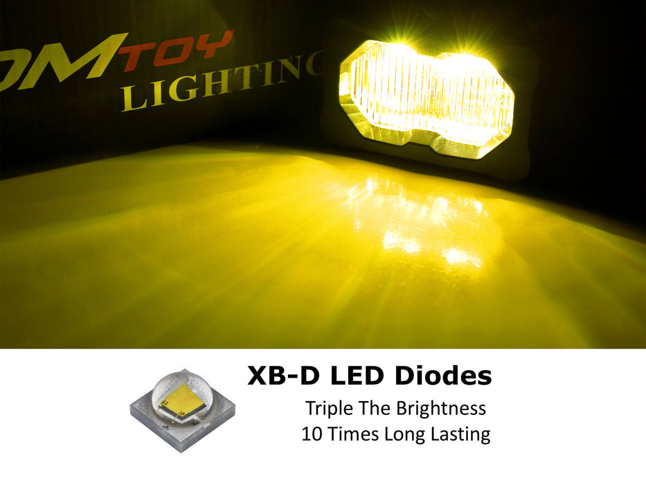 3" Mini-SR Yellow Flood Beam 16W High Power LED Pods For Car Truck SUV ATV 4x4